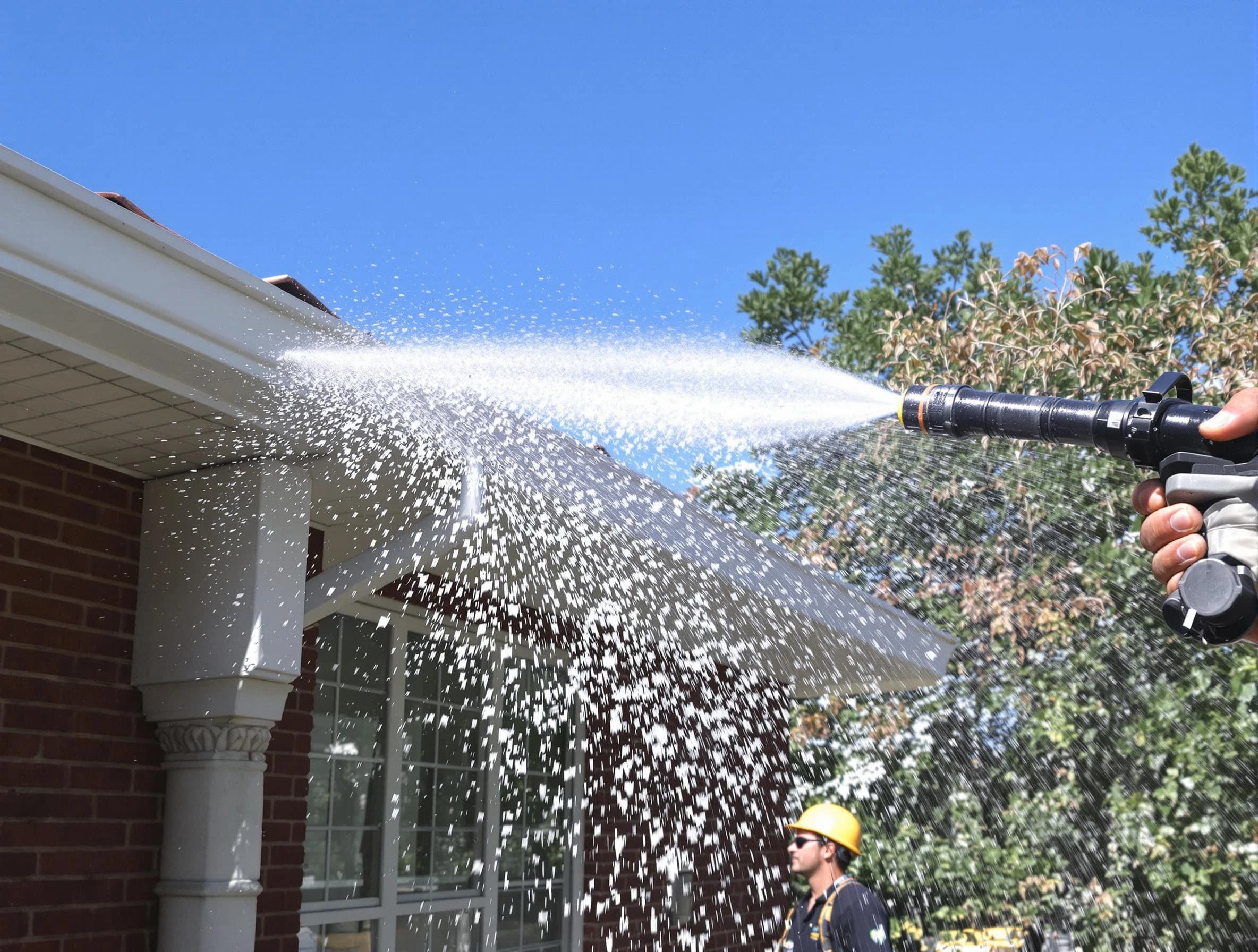 Cleared downspout by Garfield Heights Roofing Company ensuring unrestricted flow in Garfield Heights, OH