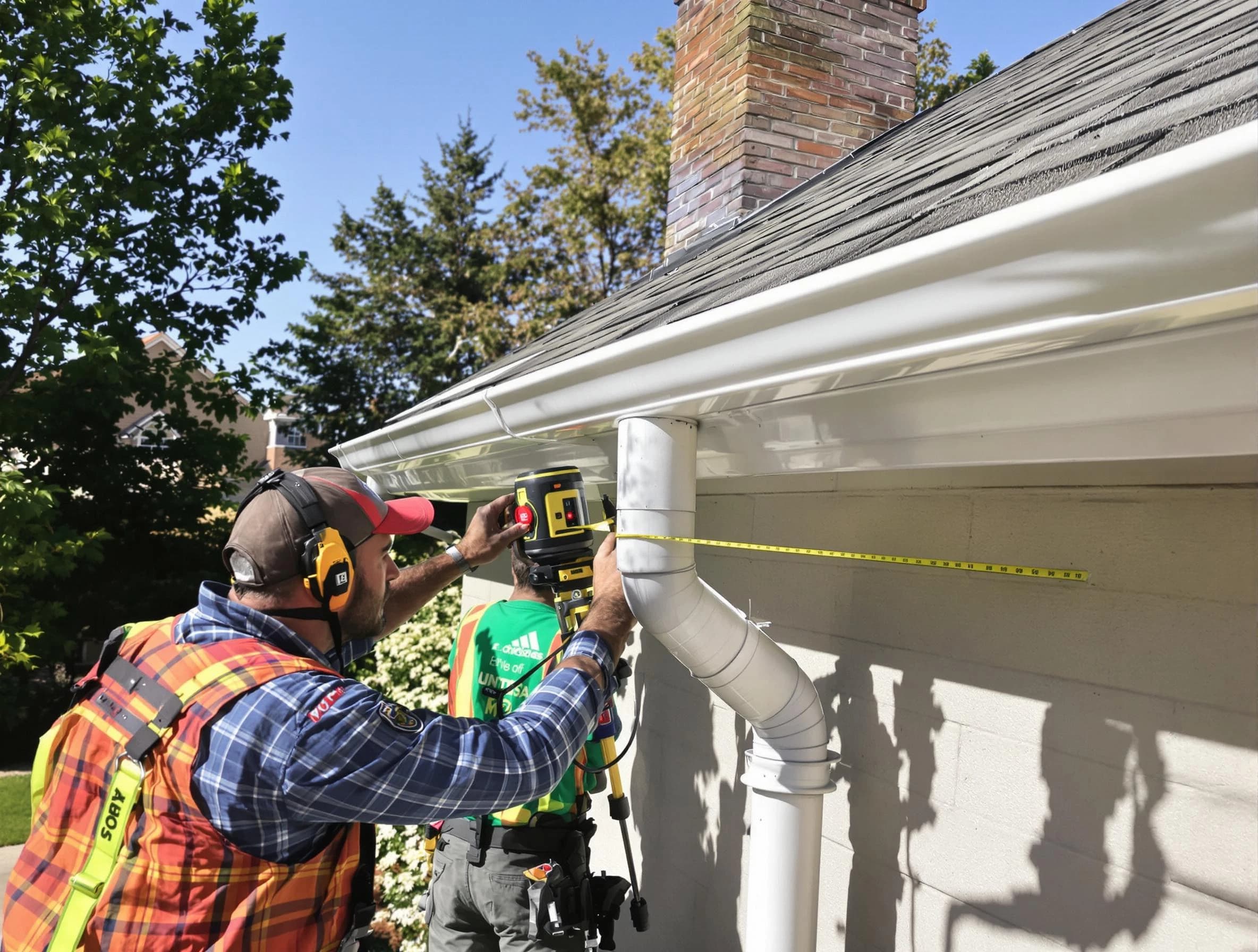 Garfield Heights Roofing Company installing downspouts at a property in Garfield Heights, OH