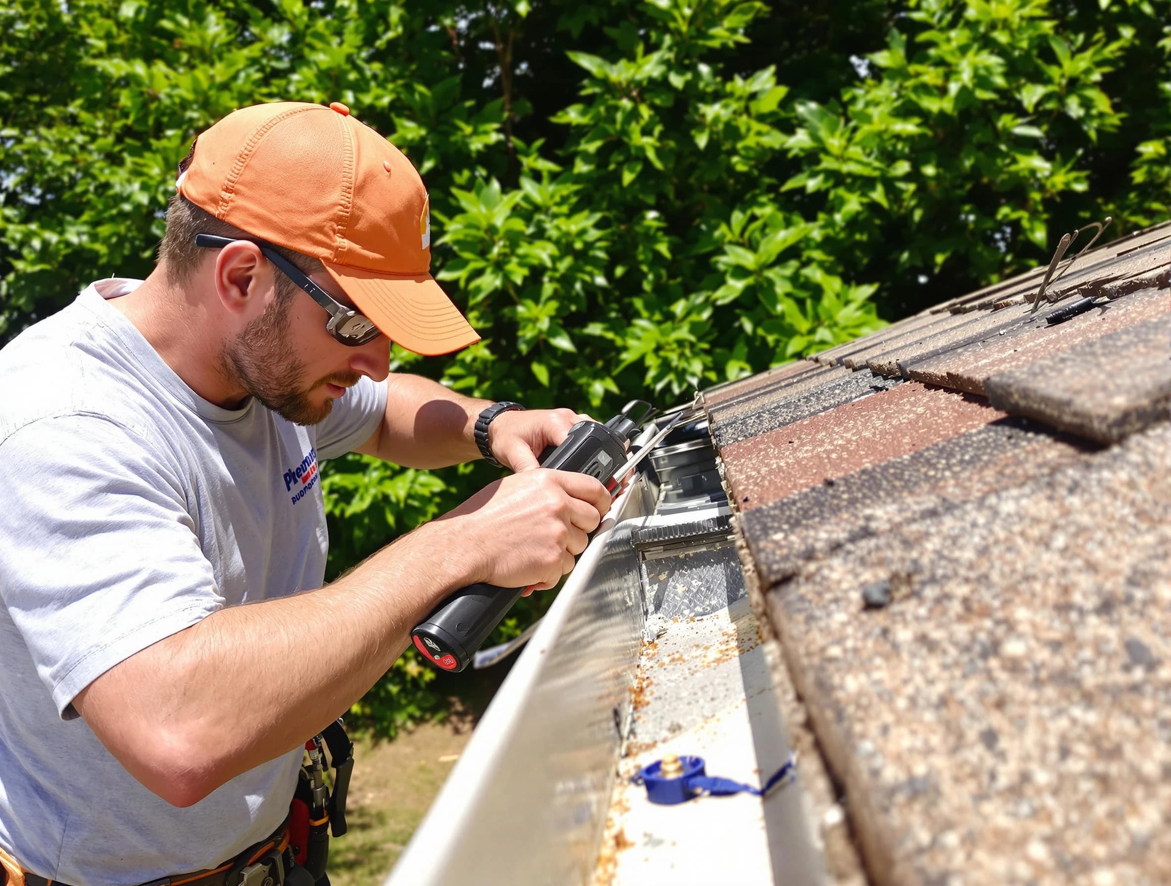 Garfield Heights Roofing Company specialists conducting a gutter repair in Garfield Heights, OH