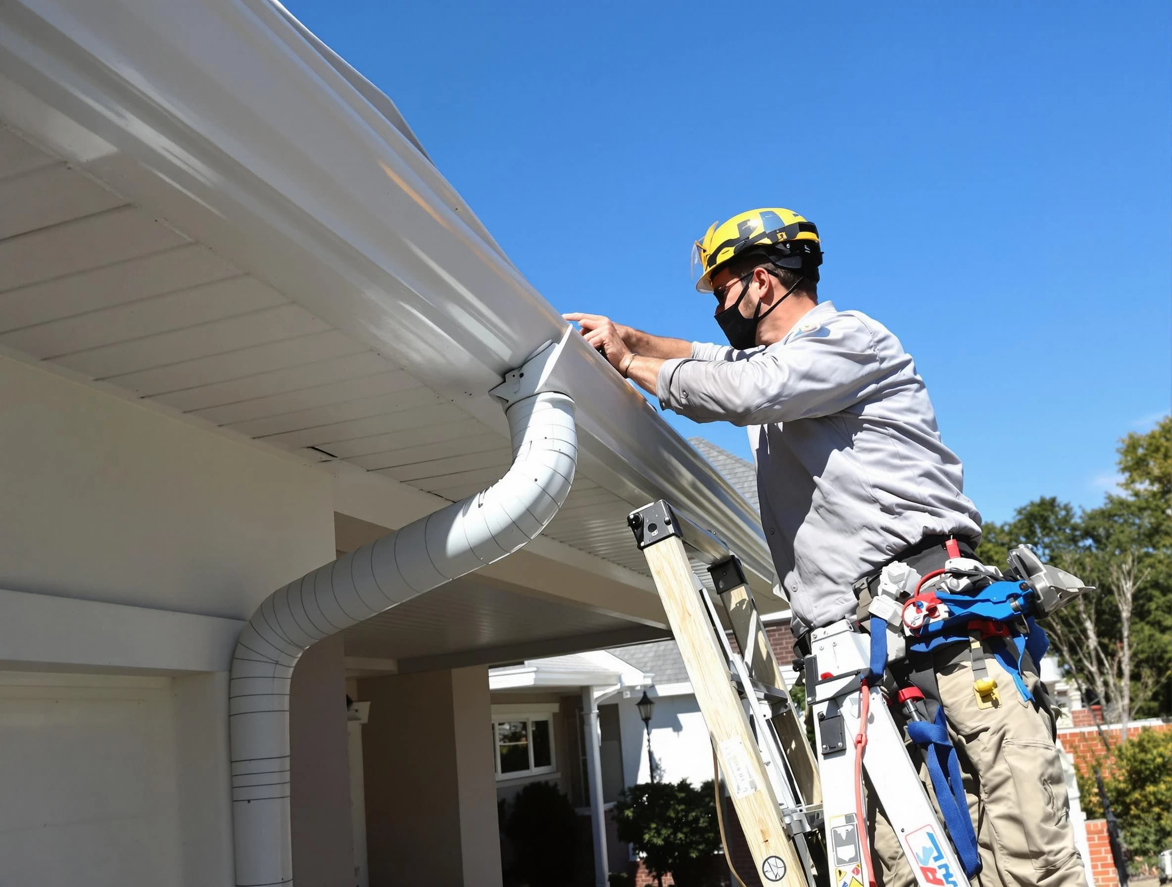 Close-up on a freshly sealed gutter joint by Garfield Heights Roofing Company in Garfield Heights, OH