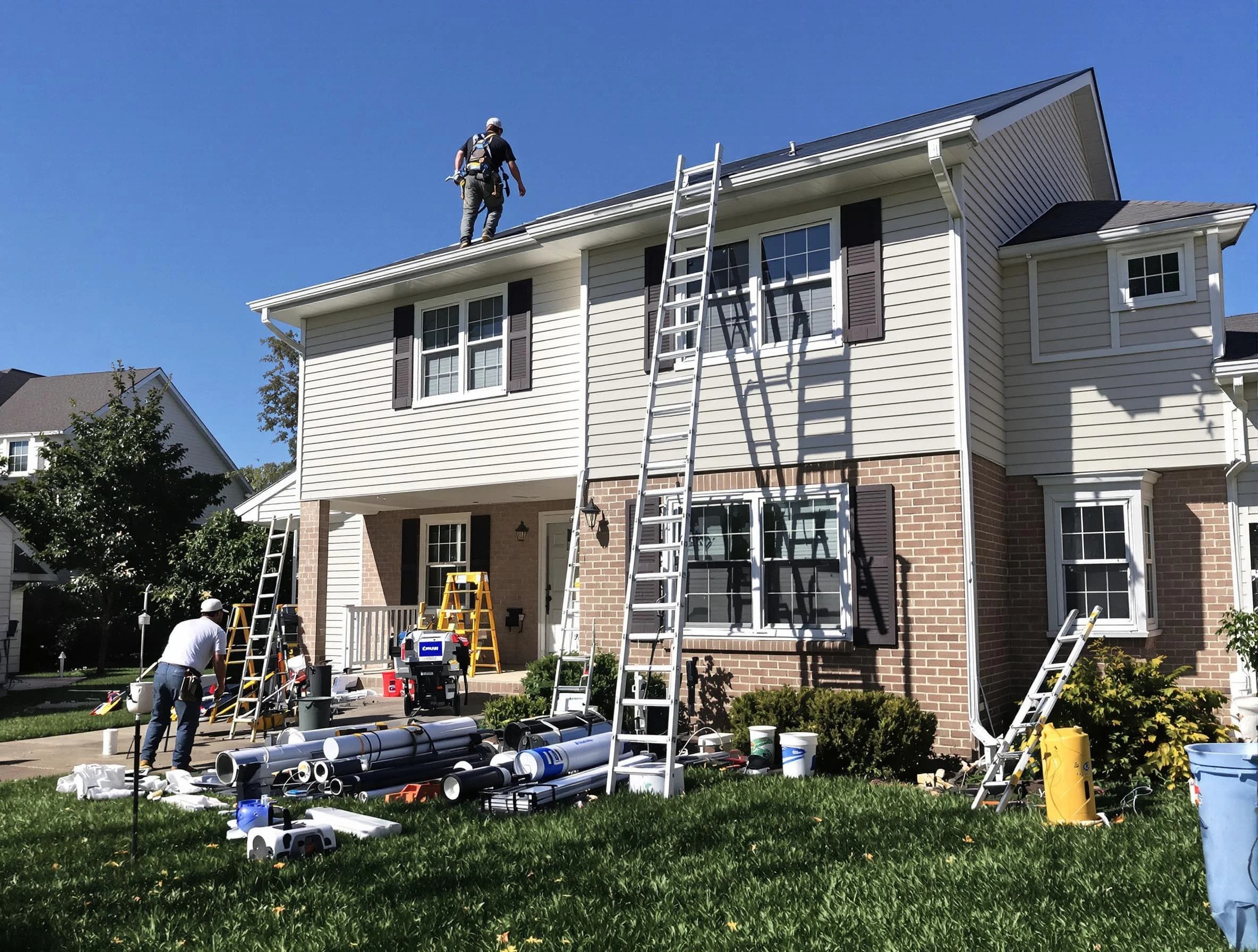 Garfield Heights Roofing Company completing a gutter replacement in Garfield Heights, OH