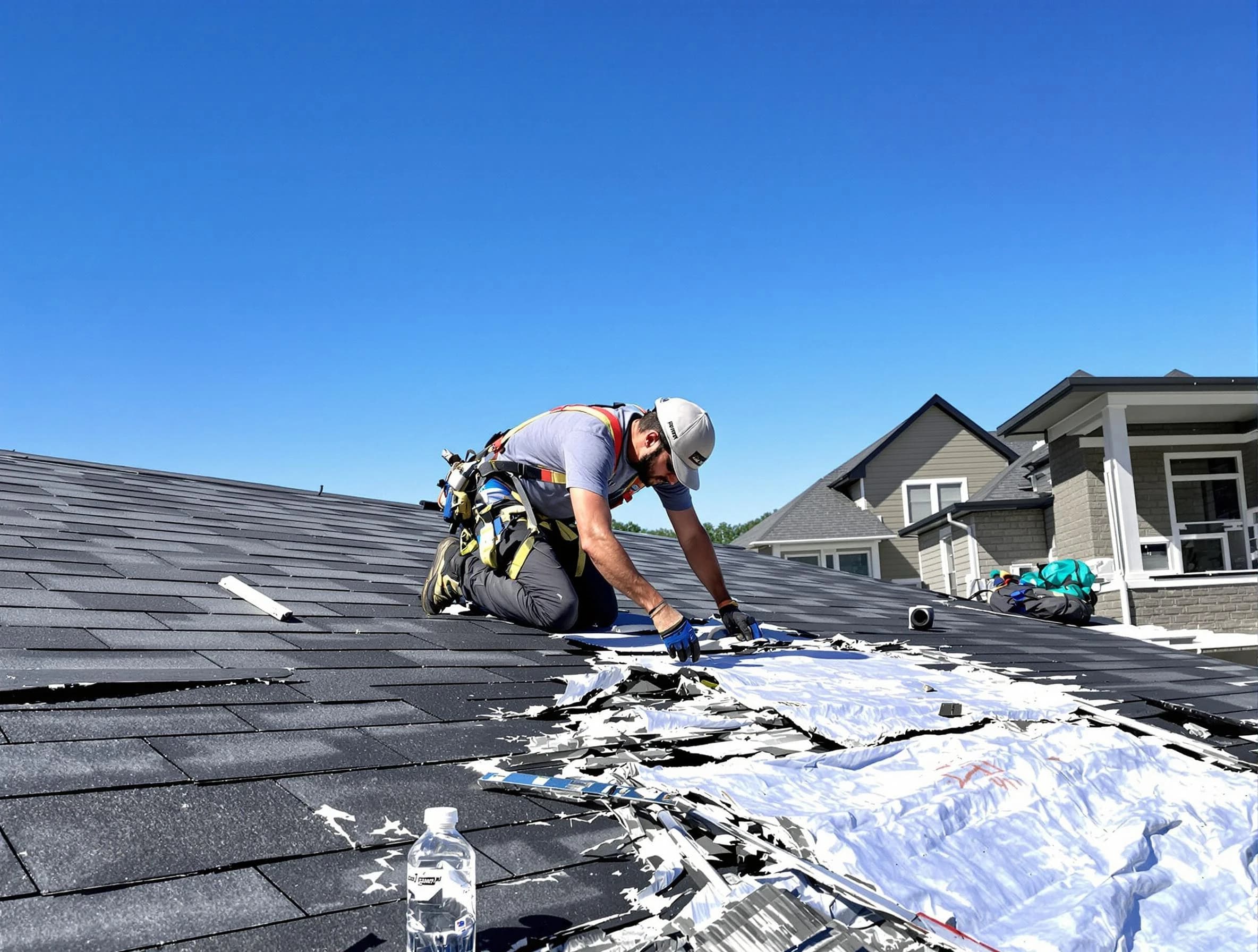 Garfield Heights Roofing Company repairing a roof section in Garfield Heights, OH