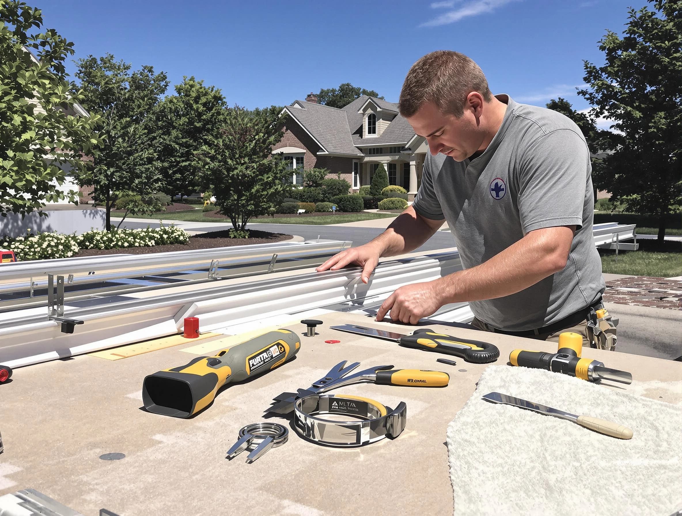 Freshly installed seamless gutter by Garfield Heights Roofing Company in Garfield Heights, OH