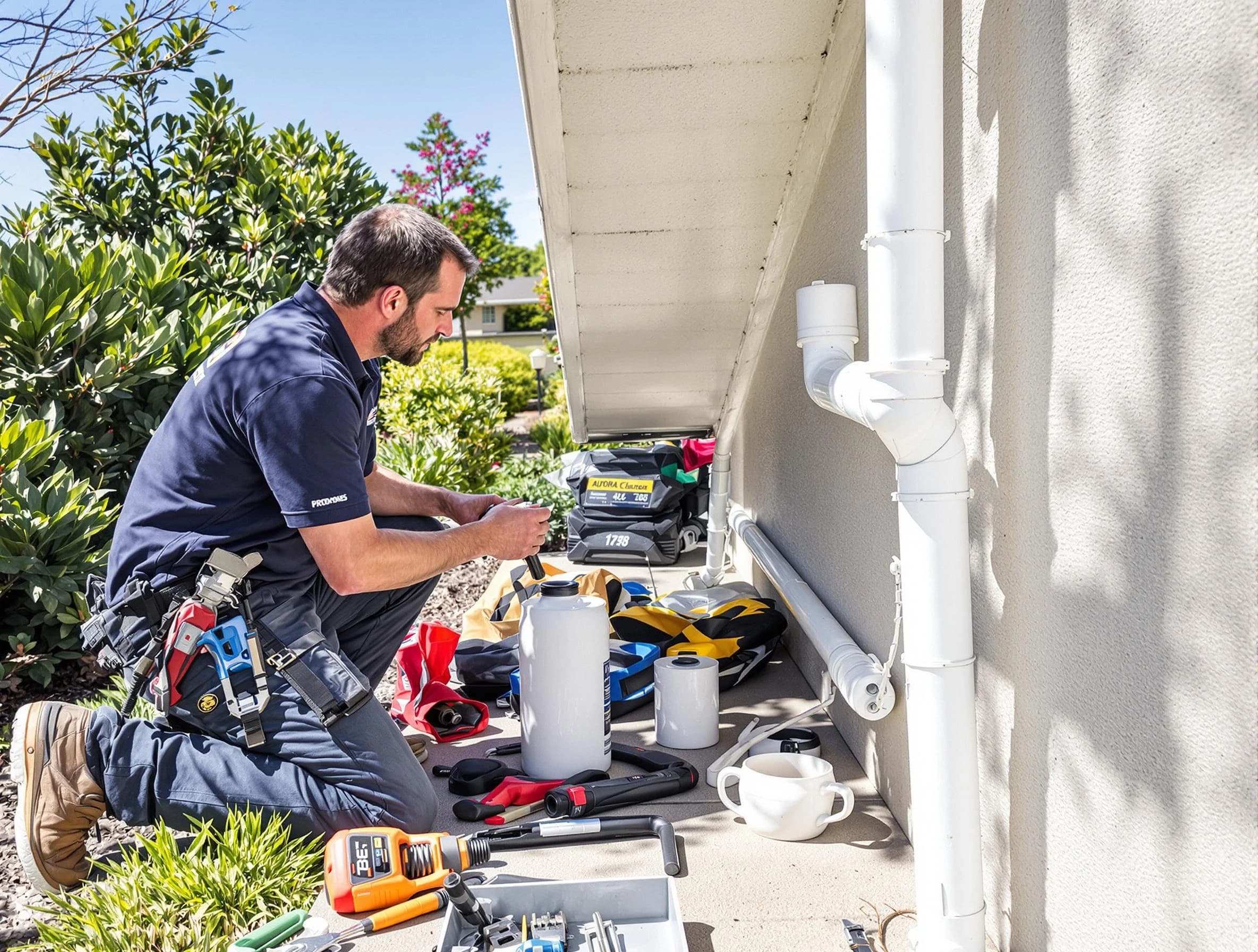Garfield Heights Roofing Company expert fixing a downspout in Garfield Heights, OH