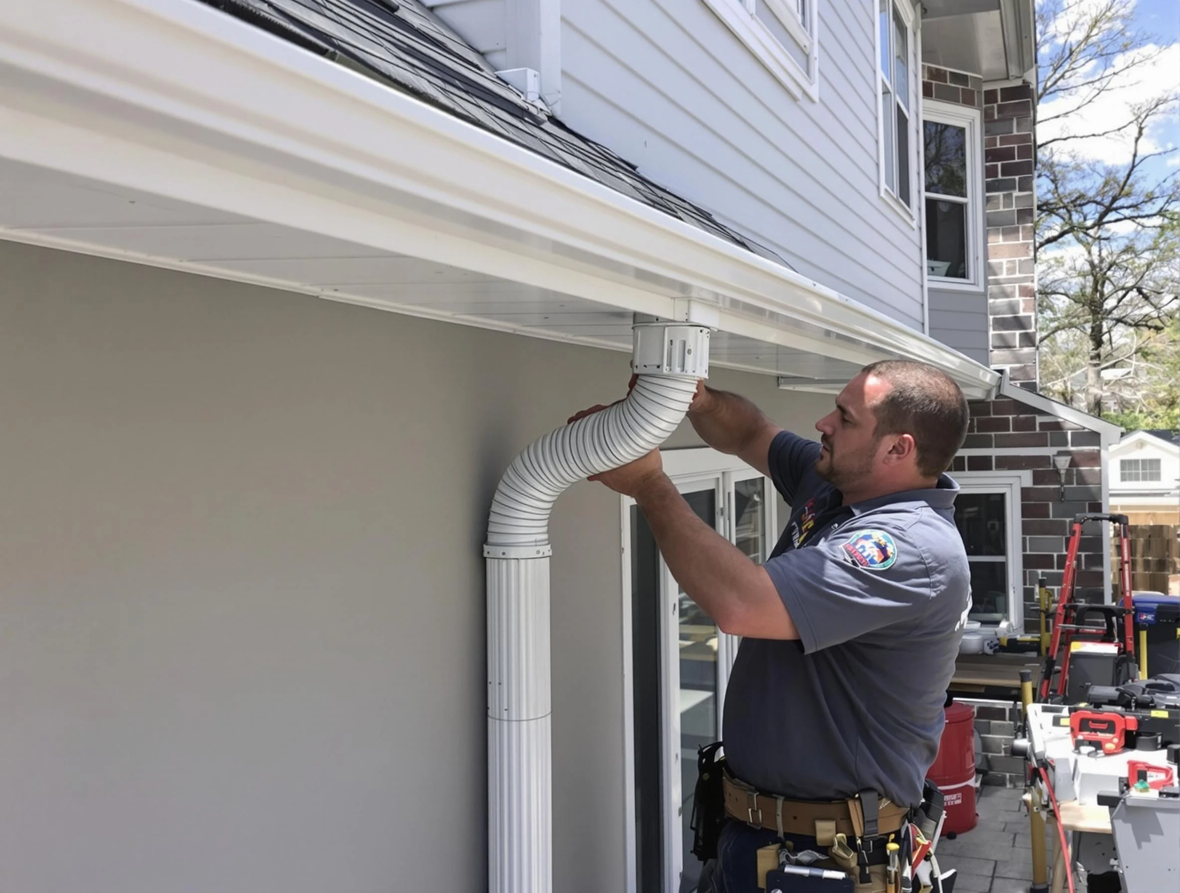 Downspouts installed by Garfield Heights Roofing Company to guide water away in Garfield Heights, OH