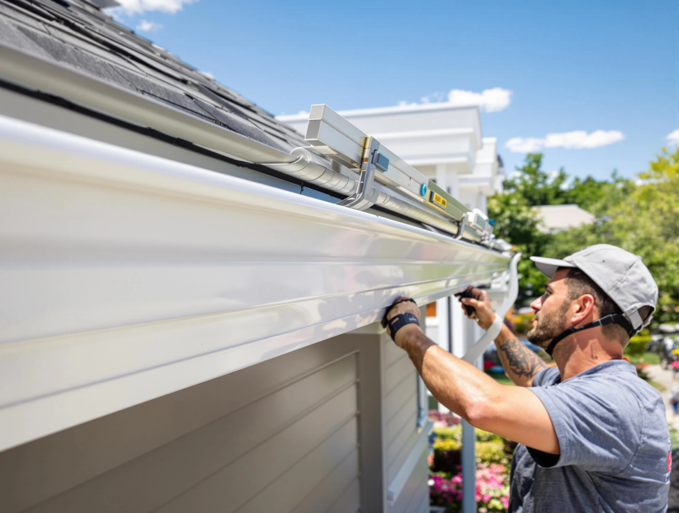 Newly installed gutters by Garfield Heights Roofing Company for a home in Garfield Heights, OH