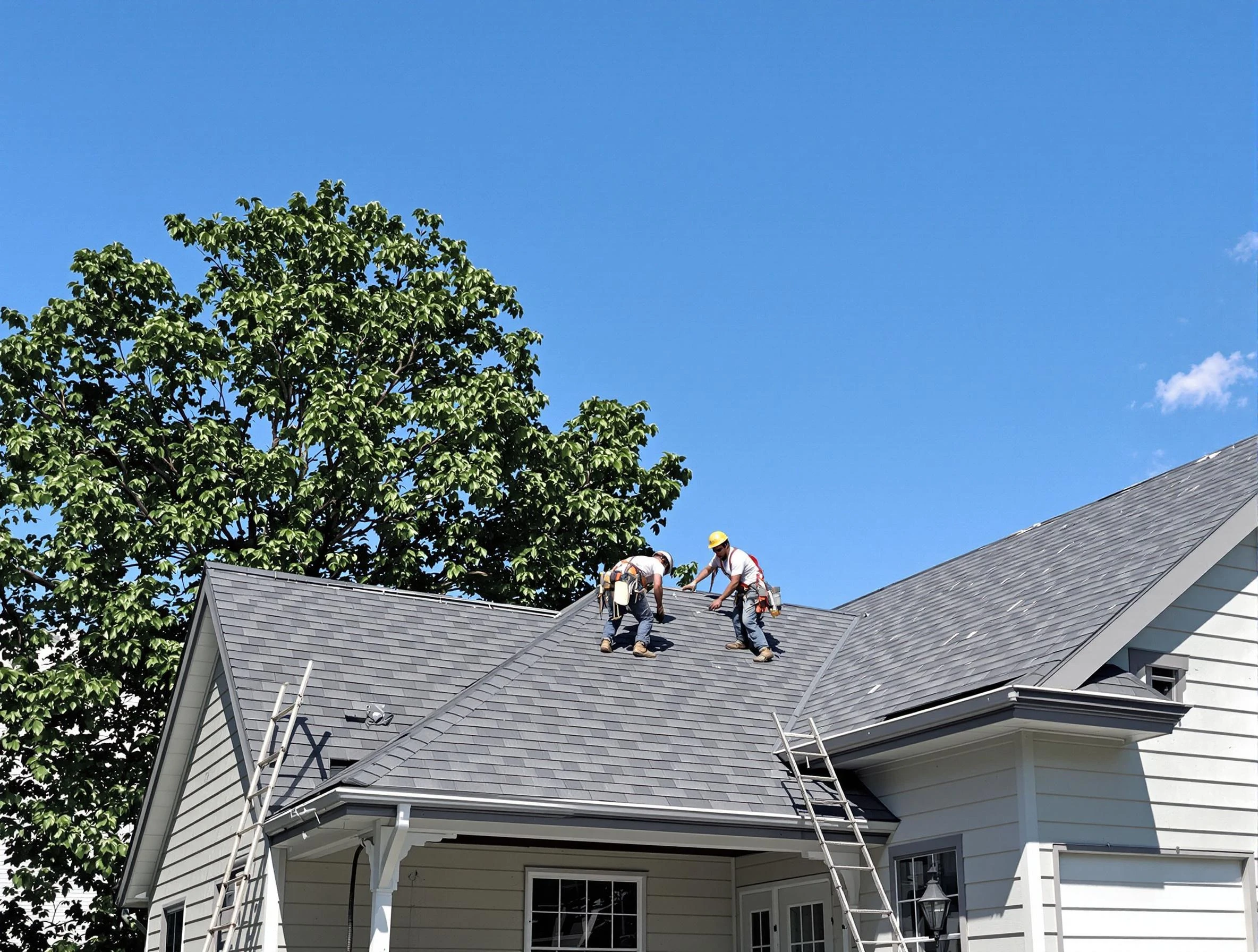 Garfield Heights Roofing Company crew finalizing a roof installation in Garfield Heights, OH