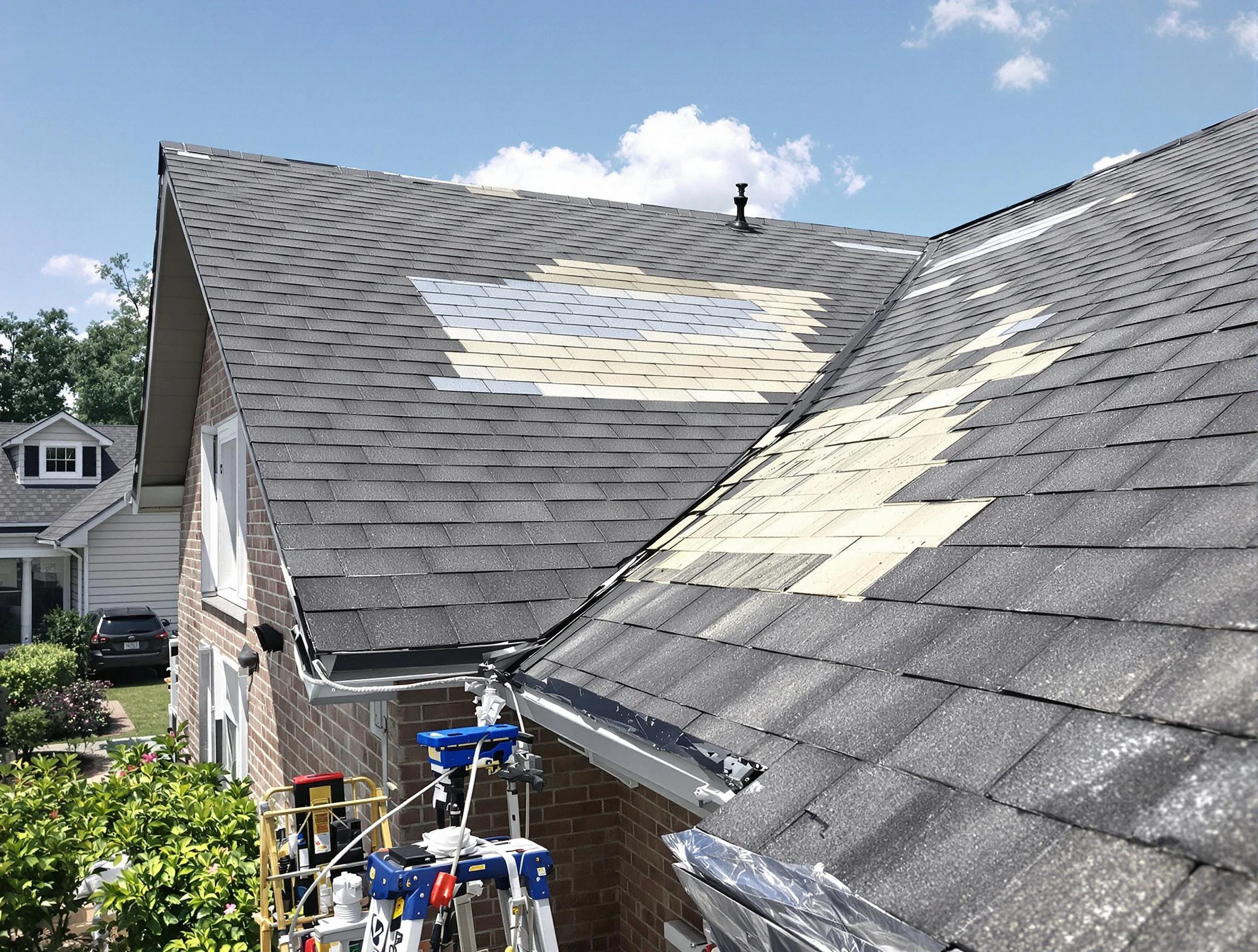 Close-up of roof repairs by Garfield Heights Roofing Company in Garfield Heights, OH