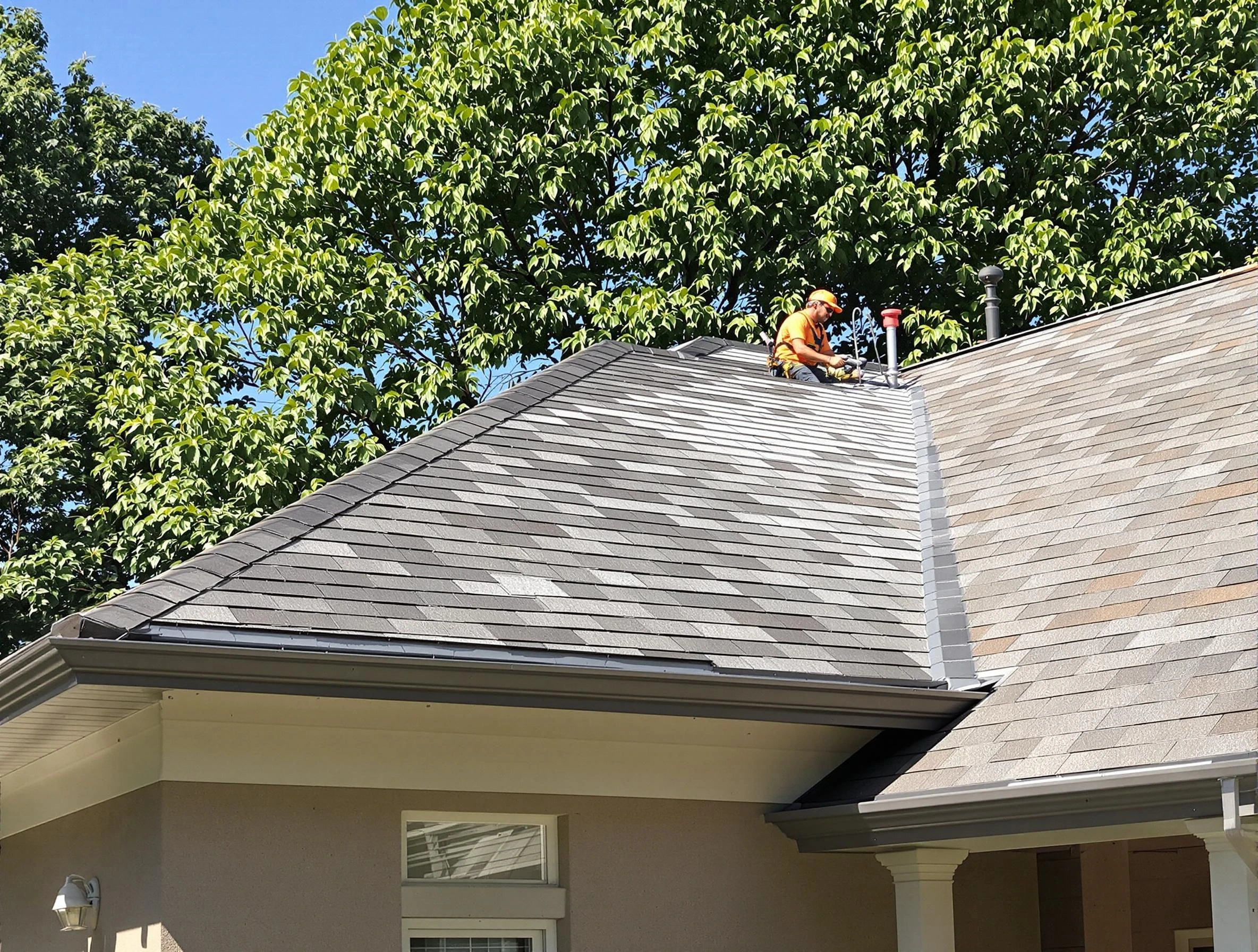 Newly completed shingle roofing by Garfield Heights Roofing Company in Garfield Heights, OH